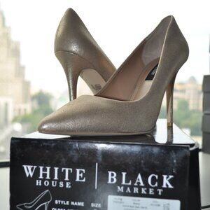White House Black Market Gold Pointed Heel